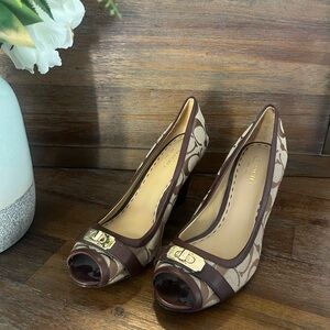 Coach Gala Peep toe wedge signature